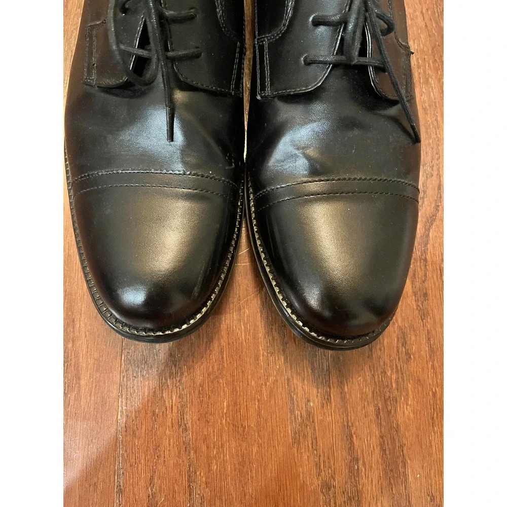 George Cap Toe Derby Shoes Men Black Lace Up Dress Shoes 13